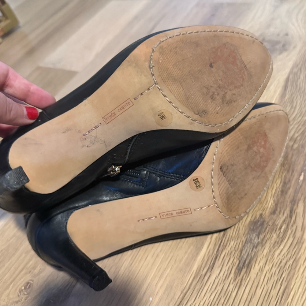 Vince Camuto Black Leather Ankle Boots - Picture 7 of 7